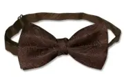 COVONA Mens BOW Tie Solid CHOCOLATE BROWN Color PAISLEY BOWTIE for Tux or Suit