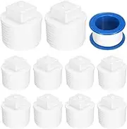 uxcell 10Pcs 3/4 Inch PT Male Thread PVC Pipe Fitting Plug, Cleanout Plugs, Water Drain End Caps Coupling Adapter with Tape for Water Heater Supply Lines, Plumbing, White