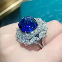 在飛比找蝦皮購物優惠-新品藍滿鑽開口戒指女飾品歐美時尚