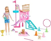 Barbie and Stacie to The Rescue Doll & Playset, Puppy Obstacle Course with Doll, 3 Dog Figures & 18 Accessories