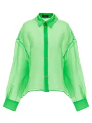 [A.W.A.K.E. Mode] A. W.A. K.E. Mode-Organdy 80s Shirt Camicie Verde-Donna 40FR Gren