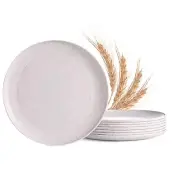 Set Of 8 Dinnerware Plates 10 Inches Plastic Reusable Childrenadult Wheat Straw