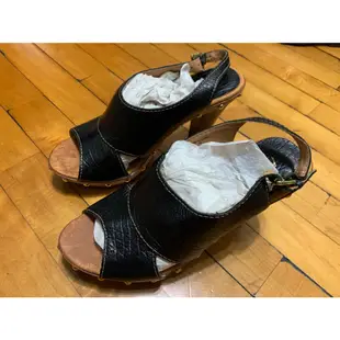 [全新] Miss Sofi 黑色牛皮高跟涼鞋