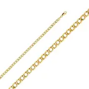 14K Real Yellow Gold 4.3 mm Hollow Cuban Bevel Chain Necklace 7.5'' - 24''
