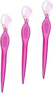 AUTSUPPL 3Pcs Eyebrow Razors Stainless Steel Eyebrow Trimmers for Precise Shaping Beauty Makeup Tools for Women and Travel Friendly Design Transparent Red