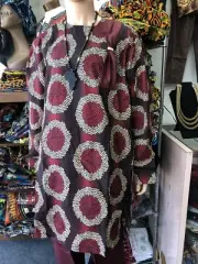 Dashiki African Ankara Kente Men 2 Pieces Set Pants Suit Long Sleeve Top