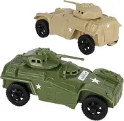 Tim Mee Toy Recon Patrol Armored Cars OD Green & Tan Plastic Army Men Scout Vehicles