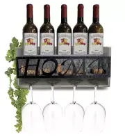 CoTa Global Modern Grey Wall Mounted Wine Rack - Grey Wooden Wine Bottle Holder
