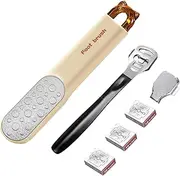 Stainless Steel Foot File - Callus Shaver Skin Remover with 31 Blades - Dual Sided Pedicure Feet Scrubber with Handle for Callus, Dry, Hard Dead Skin Removal - Heel Scraper Foot Care Tools