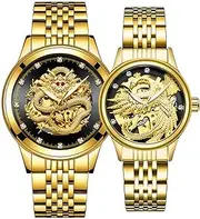 Couple Stainless Steel Bling Bing Crystal Automatic Mechanical His and Hers Dress Watch Lover Gift