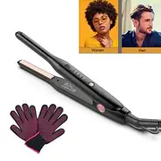 Small Flat Iron for Edges Pencil Hair Straightener for Short Hair ＆ Long Hair 3/10 inch Tiny Flat Iron with Adjustable Temp Settings＆Dual Voltage with Heat Res