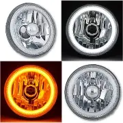 5-3/4" Switchback White Amber LED Halo DRL Turn Signal Angel Eye Headlight Pair (for: BMW)
