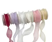 bulk 36 Artificial Pearl Edge Organza Ribbon Assort Wrap 200x4cm