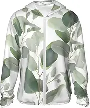 [LHBWCVN] UPF 50+ Light Jacket Full Zip Sun Protection Hoodie for Women Men Long Sleeve Eucalyptus Leaves Sun Shirts