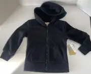 NEW Black Hoodie Sherpa Lined Zip Up Sweatshirt Jacket NWT