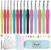 Crochet Hooks Set Clover Amour Steel Pastel 14 Pcs Ergonomic Easy Grip Bright.