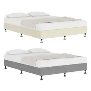 Oikiture Bed Frame Queen Double King Single Size Bed Base Platform Grey Beige