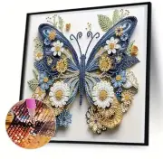 5D DIY Diamond Painting Kits Adults Diamond Art Butterfly Floral Blue & Yellow