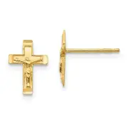 14k 14kt Yellow Gold Madi K Crucifix Post Earrings 10 mm X 8 mm
