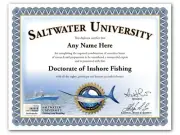 Saltwater INSHORE Fishing PERSONALIZED CERTIFICATE Diploma - Boat Gear - GIFT