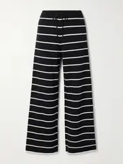 [La Ligne] La Ligne - Leo Striped Cotton Straight-leg Pants - Black - large large Black