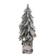 Flocked Weeping Pine Tree In Birch Pot - 20"
