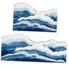 2 Pcs Wave Rug Blue Ocean Rug 3D Aesthetic Plush Beach Mat Non Slip Cute