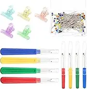 Glarks 538Pcs Seam Rippers Sewing Pins Quilting Clips Kit, 8Pcs Handy Stitch Rippers with 500Pcs Straight Pins and 30Pcs Multipurpose Fabric Clips Assorted Colors for Sewing Tools Crafting Accessories