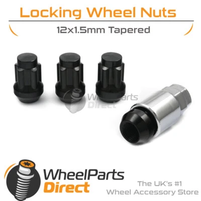 Black Economy 12x1.5 Lock Nuts for Mazda 3 [Mk2] 09-13 on Aftermarket Wheels