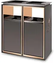 Outdoor Trash Can Outdoor Trash Can Double Barrel Metal Ashtray Column, Modern Household Commercial Large Trash Can (with Ashtray) Gray Outside Garbage can(Large)