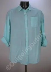 NEW St. John's Bay Women's Button Front Shirt Top Roll Up Sleeve Size XXL