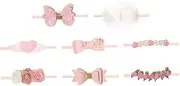 IWOWHERO 8Pcs Flower Headbands No Trace Bow Hairband Soft Elastic Hair Accessories for Festivals and Everyday Wear