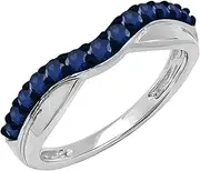 [Dazzlingrock Collection] 0.55 Carat (ctw) 14K Gold Round Cut Blue Sapphire Ladies Anniversary Wedding Guard Contour Band 1/2 CT