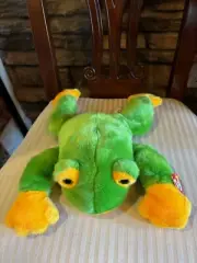 Ty Beanie Buddies Smoochy the Green & Gold Frog Plush 14" 1998 - New