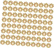 [OHPHCALL] 500pcs 10mm Metal Flower Bead Caps DIY Jewelry Findings End Caps for Necklace Bracelet DIY Accessories