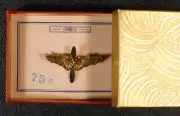 80 year old USAAF Aviation Cadet cap pin - orig. card & Smilo box - MINT