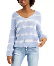 Freshman Juniors' Tie-Dye Long Sleeve V-Neck Sweater Pullover Blue XS, $44 NWT