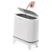 Bathroom Trash Can, 3.3 Gallon Slim Trash Can with Lid, White w/ legs