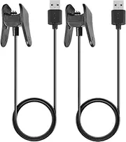 intended for Vivosmart 4 Charger USB Data Sync Charging Cable Wire intended for Garmin Vivosmart 4 Smart Watch, Black - 2Pack