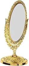 Cabilock Elegant Oval Decorative Makeup Mirror Vintage European Style Double Sided Table Mirror for Aesthetic Vanities Compact Design for Easy Carrying and Storage