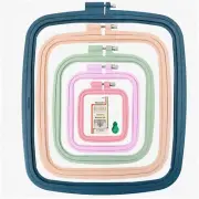 StitchMaster Square Embroidery Hoops Set - 5Pcs ABS Plastic Frames for Sewing, N