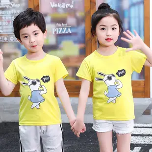 韓版童裝兒童短袖棉T恤卡通男童上衣女童內搭衫5