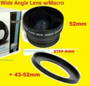 0.43x WIDE ANGLE LENS 43mm-52mm to Camera Camcorder DMC-G1 M40 M41 M406 M46 JVC