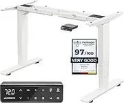 MAIDeSITe Height Adjustable Electric Standing Desk Frame Dual Motor Heavy Duty Steel Stand up Desk with Automatic Memory Smart Keyboard (3 Stage|Dual Motor, White) T2 Pro Plus
