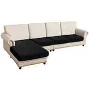Sectional Couch Covers 4 Pieces Sofa Seat Cushion Covers L Shape Separate Cushion Couch Chaise Cover for Both Left/Right Sectional Couch (Large Sofa 3 Seater + 1 Chaise, Black)