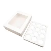 12 Holes Cupcake Box Window Face Cake Boxes Boards White Cupcake Boxes