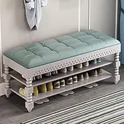 Storage Shoe Bench 2-Tier Shoe Storage Leather Seat Long Shoes Bench Shoe Changing Stool Storage Bench with Padded Seat for Entryway Living Room and Corridor(70 * 30 * 48cm, C)