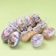 Metal Easter Egg Shape Candy Box Tin Rabbit Printed Gift Packaing Storage Boxes