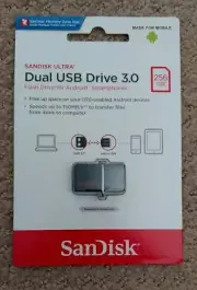 SanDisk Ultra Dual USB Drive 3.0 256GB Android Black Color - BRAND NEW & SEALED