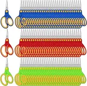 60 Pack Kids Scissors, 5.1 inches Student Scissor Bulk with Comfort Grip, 3 Assorted Colors Safety Small Scissors for Classroom Office School Home Paper Cutting (Blue,Green,Red)